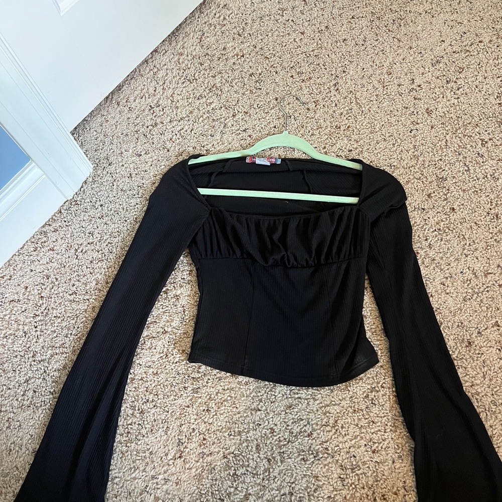 Urban Outfitters Black Flare Long Sleeve Women's Top